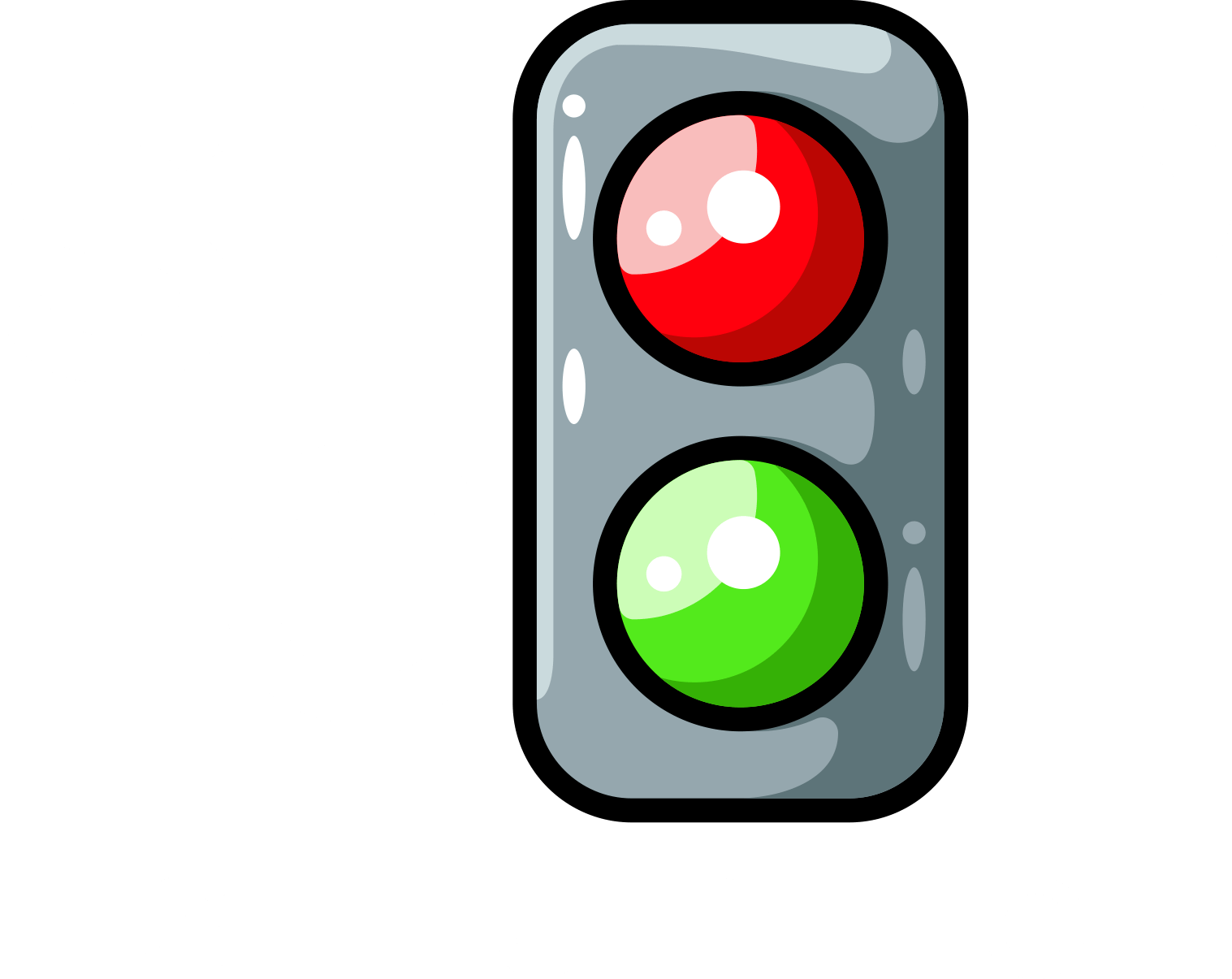 stopgo studio logo white text red and green lights